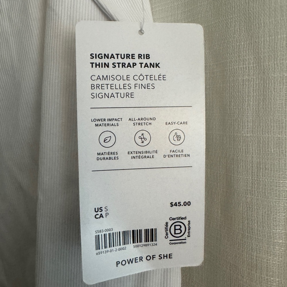 Athleta Signature Rib Thin Strap Tank White - Picture 5 of 5